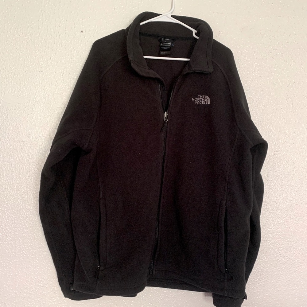 Black north face zip up jacket, Men’s large